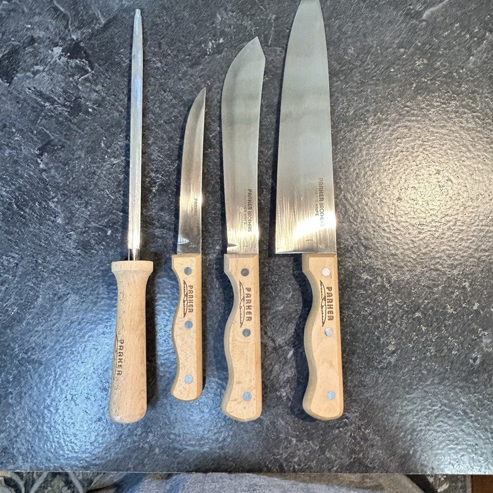 NEW Parker Brothers Japan Stainless Steel Butcher, Chef & Utility Knives W Steel